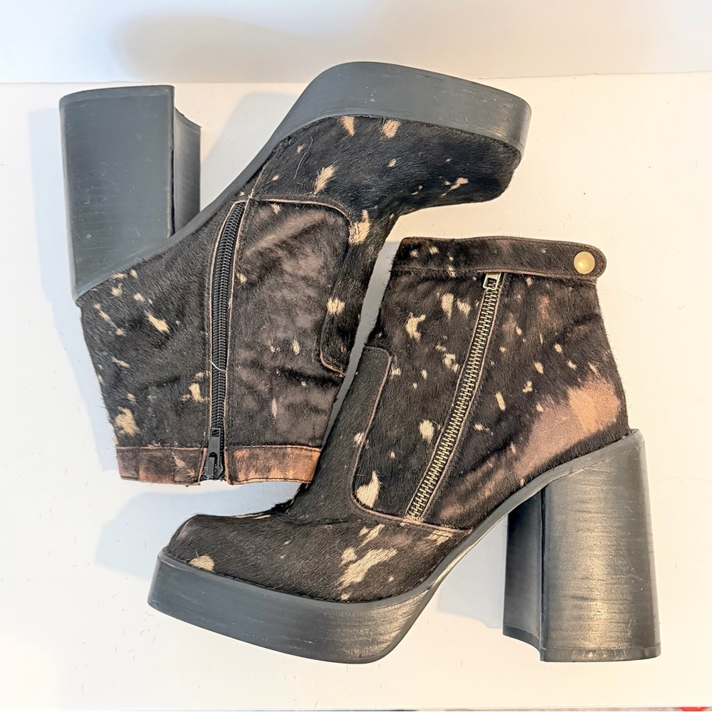Jeffrey Campbell Havana Last Black and Brown Platform Ankle Boots Size 10 - Picture 5 of 10
